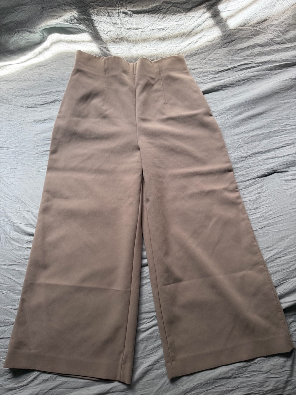 Zara High Waist Wide Leg Trousers - Mauve/Taupe - Size XL